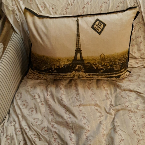 New Duck Feathers Eiffel Tower Accent Pillow. - Picture 2 of 7